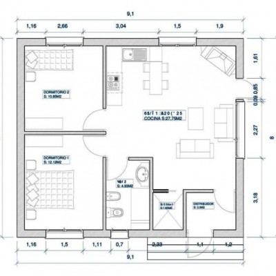 House 1 Plant of 80m2